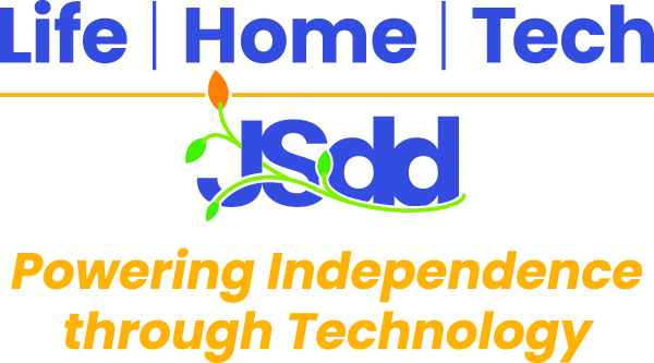 JSDD Life Home Tech Logo in blue and gold